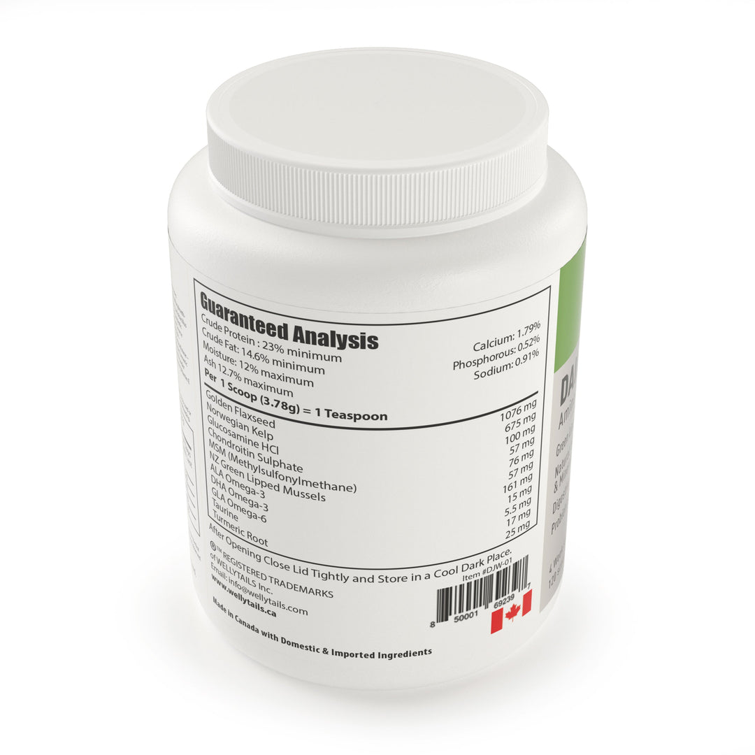 Guaranteed Analysis. WellyTails Daily Joint &amp; Wellbeing  Small Dog Package with original formula
