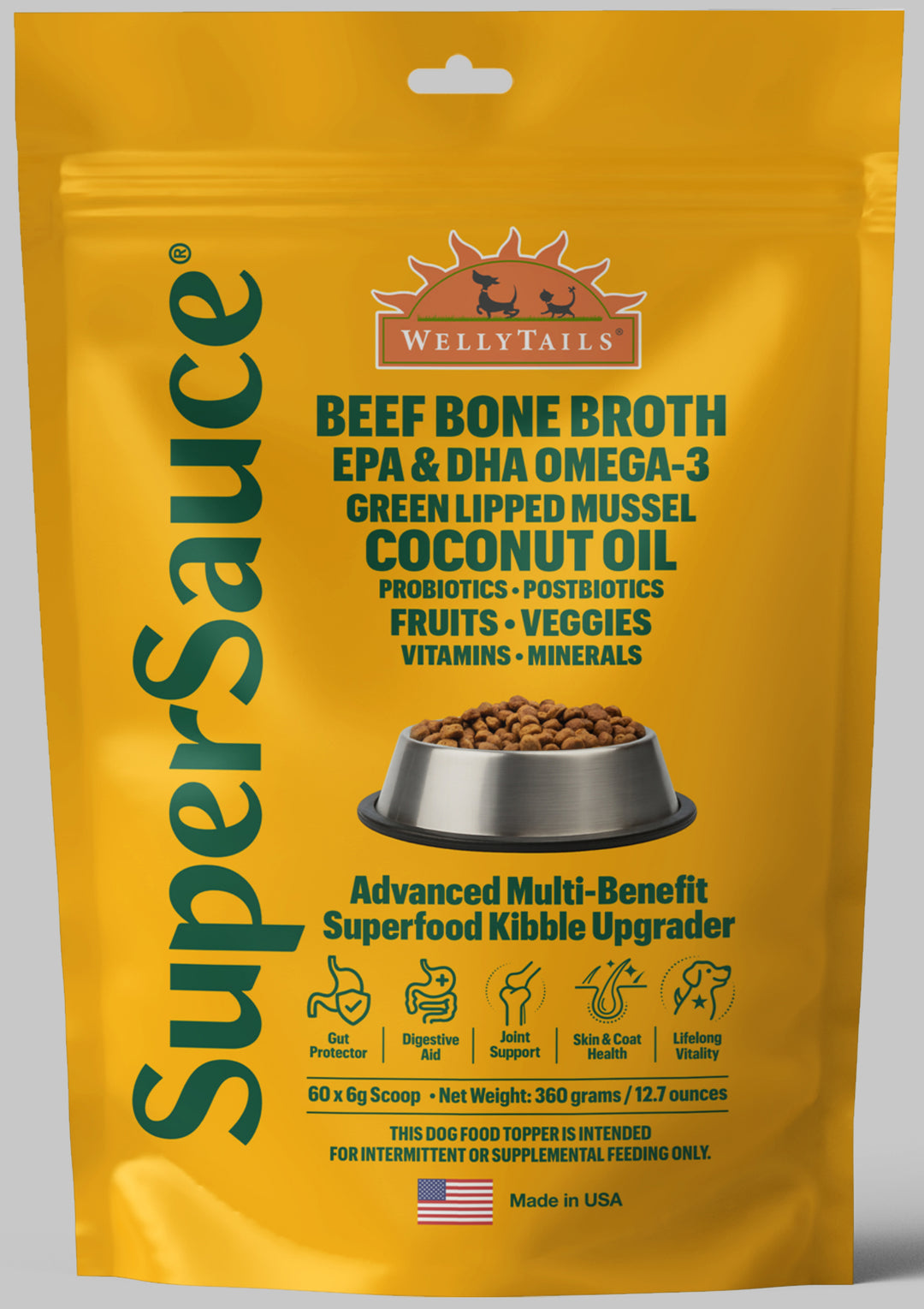 WellyTails SuperSauce Multifunctional Kibble Topper Dog 60 Scoops - 12.7 oz. (360g)