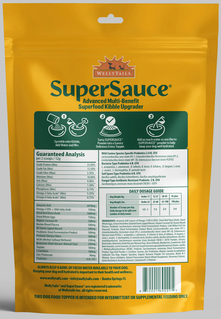 WellyTails SuperSauce Multifunctional Kibble Topper Dog 60 Scoops - 12.7 oz. (360g)