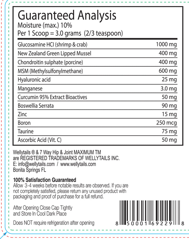 Suplemento hipoalergénico para articulaciones de perro máximo de cadera y articulación de 7 vías fabricado en CANADÁ