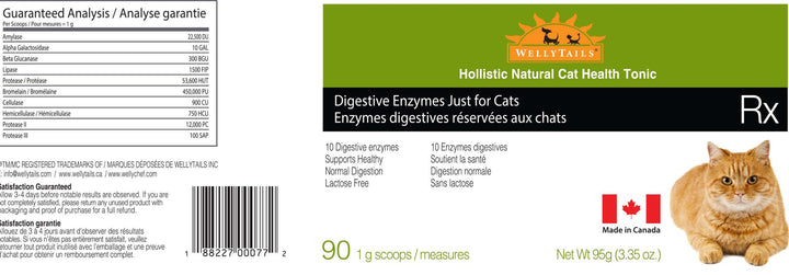 WellyTails Enzimas Digestivas Sólo para Gatos 90g