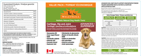 WellyTails Cartílago, Cadera y Articulación Perro AVANZADO (fórmula Rx original actualizada)
