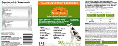 WellyTails Suplementos para perros Poderosos fitonutrientes verdes además de vitaminas y minerales