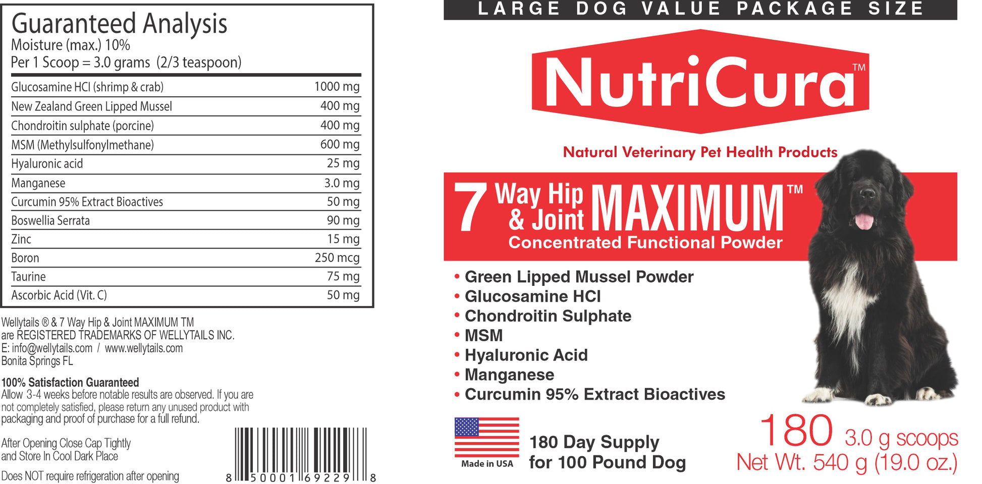 NutriCura 7 Way Hip & Joint MAXIMUM  Veterinary Clinic Dosage Strength Dog Joint Supplement