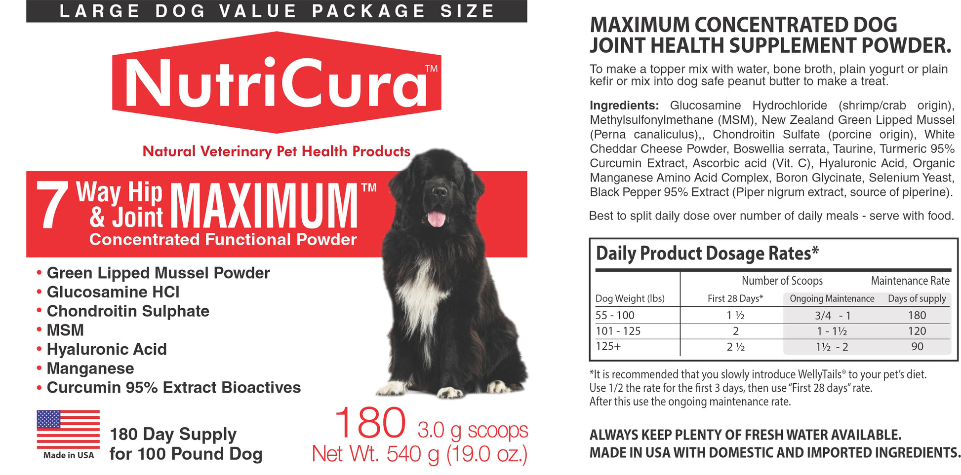 NutriCura 7 Way Hip & Joint MAXIMUM  Veterinary Clinic Dosage Strength Dog Joint Supplement