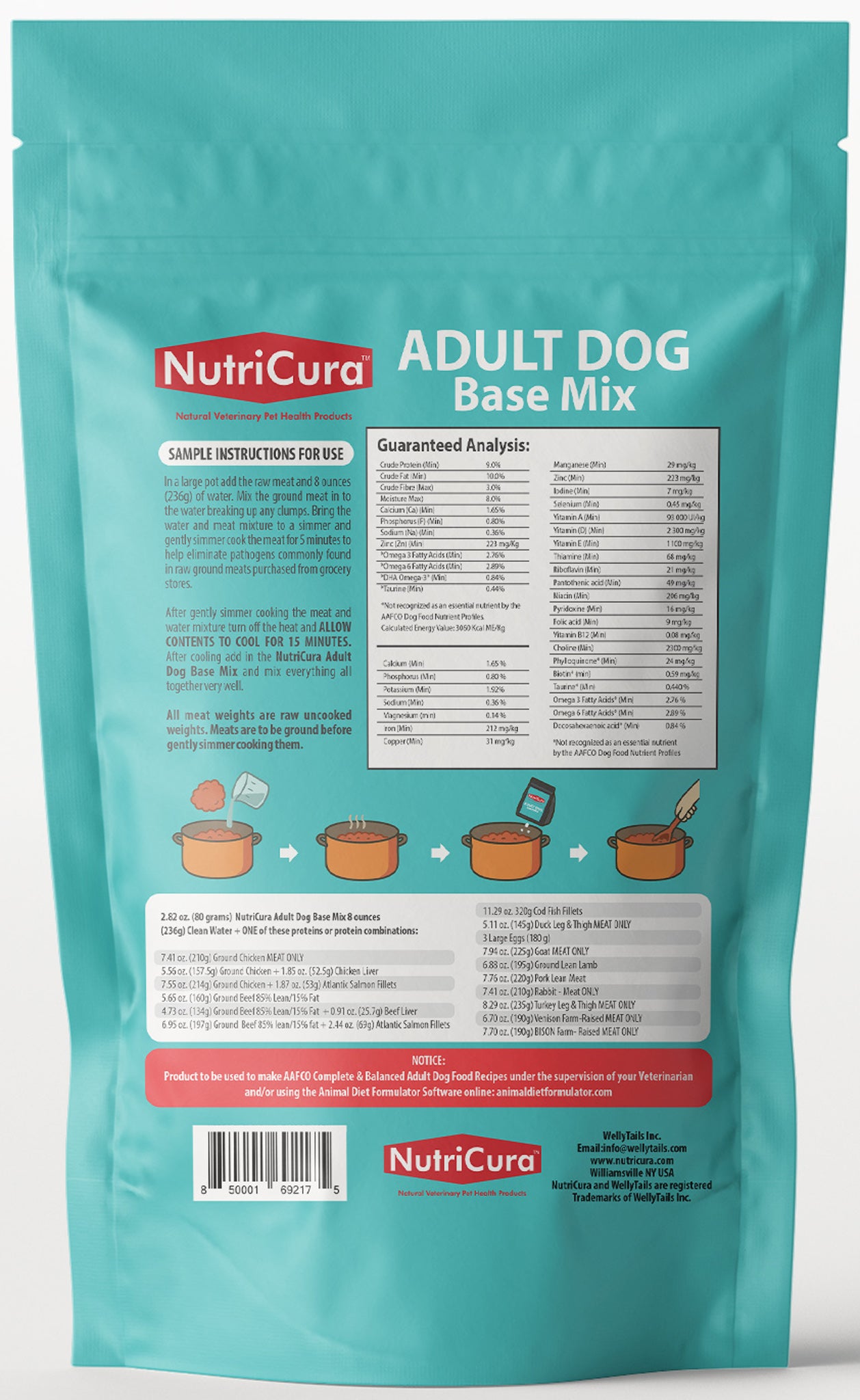NutriCura  Veterinary Clinic  HOMEMADE AAFCO Adult & Senior Dog Food Base Mix