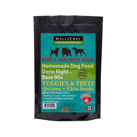 WellyChef Alimento casero para perros adultos bien hecho MEZCLA BASE: solo agregue la carne fresca