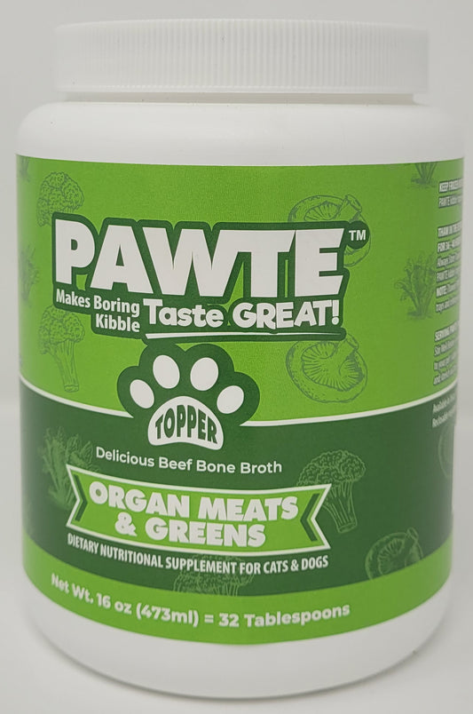 PAWTE Organ Meats & Greens 16 oz. (473ml) 32 Tablespoons Kibble Topper