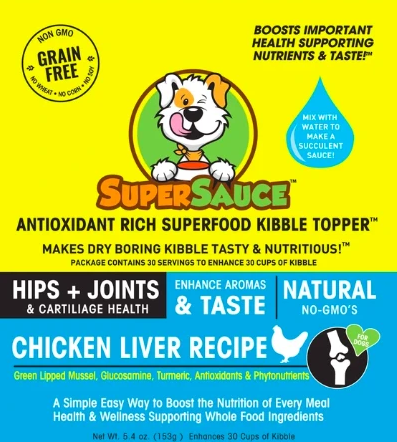SUPERSAUCE ANTIOXIDANT RICH SUPERFOOD KIBBLE TOPPER - HIP & JOINT SUPPORT CHICKEN LIVER