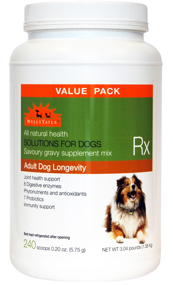 WellyTails Suplemento para perros adultos para longevidad, salud de las articulaciones, inmunidad y apoyo a la digestión