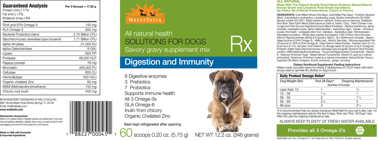 WellyTails Dog Supplement for Digestion and Immune Support with Omega 3 Oil and Probiotics - WellyTails Inc.