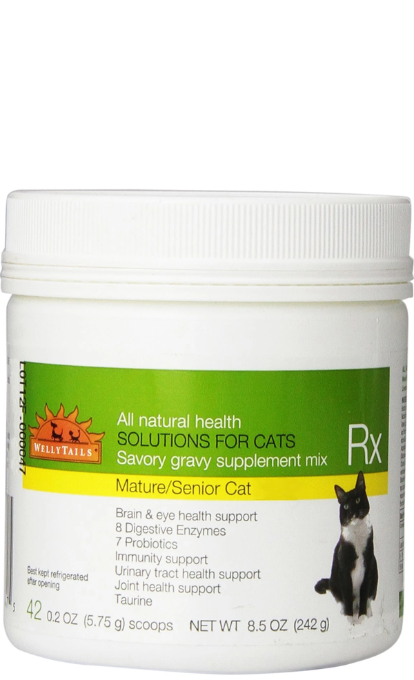 Suplemento nutricional para gatos mayores WellyTails para la salud de las articulaciones y del tracto urinario